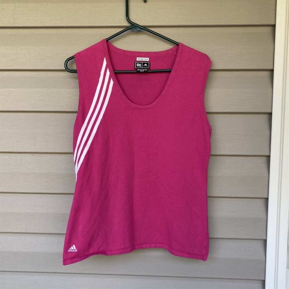 Adidas Tank Sweater V Nick Pink Logo Size Medium
